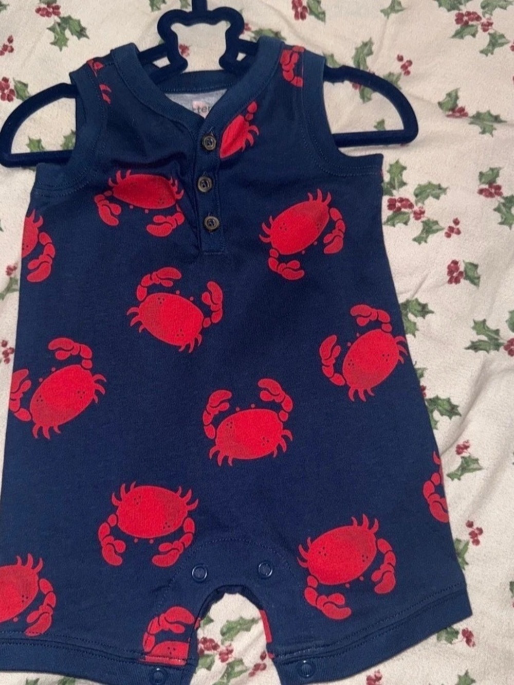 Carter's Baby Boy Hermit Crab Cotton Romper Blue & Red